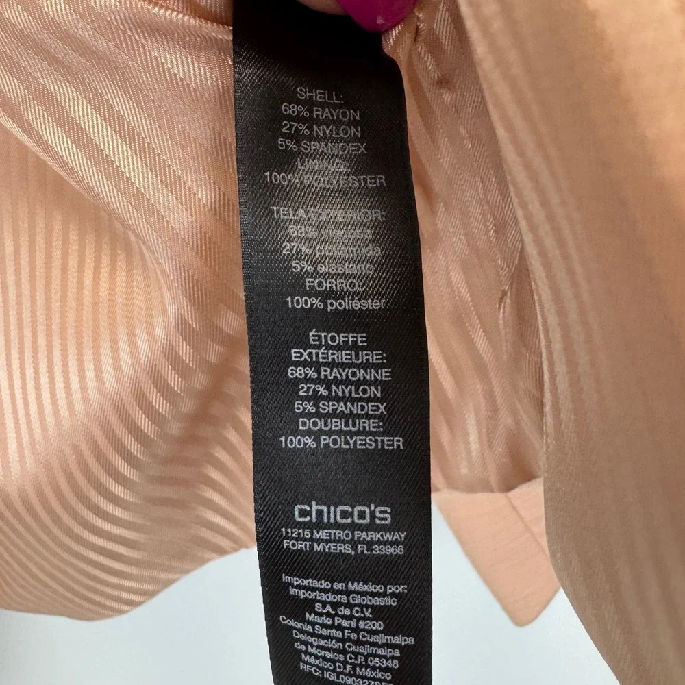 Black‎ Label by Chicos Peach Double Breasted Textured Jacket Size 1 Medium